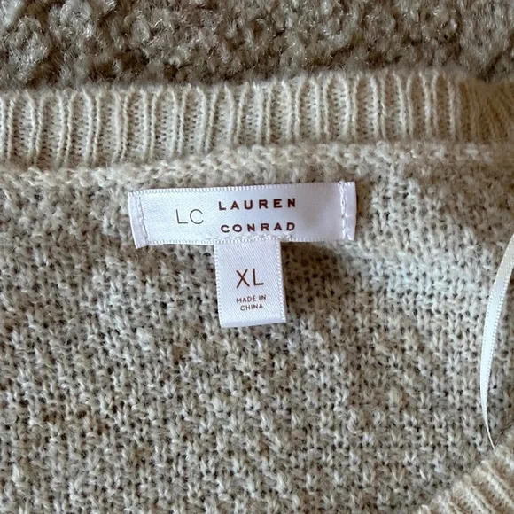 LC Lauren Conrad Cream and Tan Striped Sweater - Picture 3 of 4